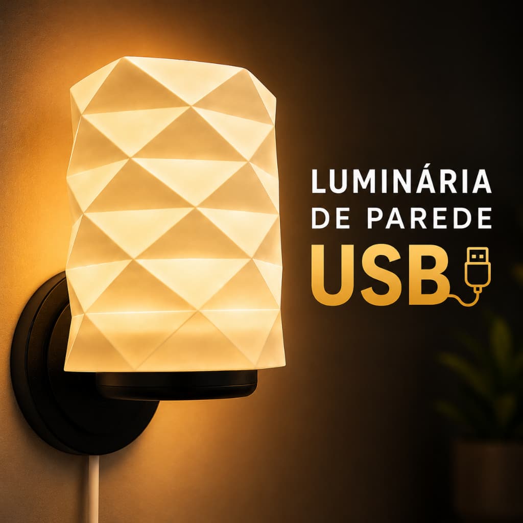 Luminária de Parede USB LED Decorativa/Abajur | Luz Quente Aconchegante para Quarto, Sala e Cabeceira