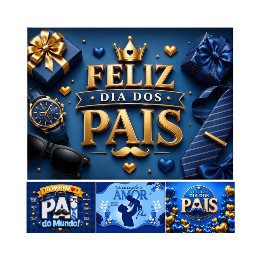 Painel Retangular Horizontal Tecido Sublimado 3D Dia Dos Pais Medidas Menores