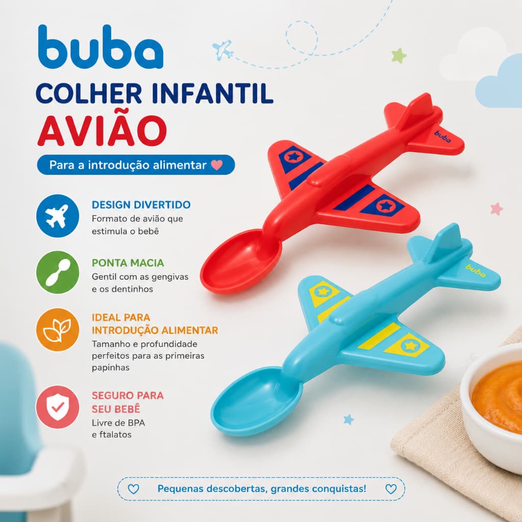 Colher Aviãozinho Buba para Bebês | Alimentação Infantil
