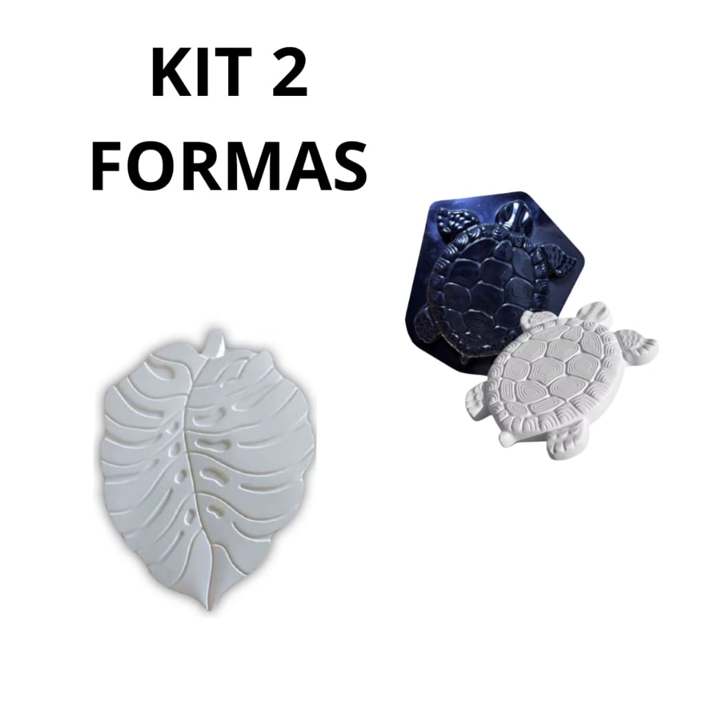 Kit 2 Formas Gesso Tartaruga 37x31 + Folha 37x28 3D Revestimento Parede