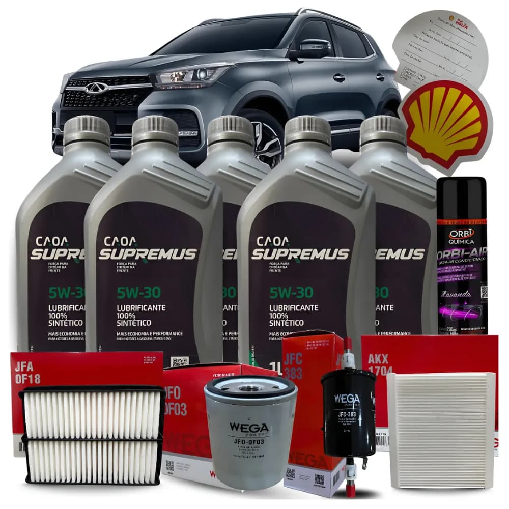 Kit Revisão Óleos E Filtros Wega Tiggo 5x Turbo 1.5 2018 2019 2020 2021 2022 2023