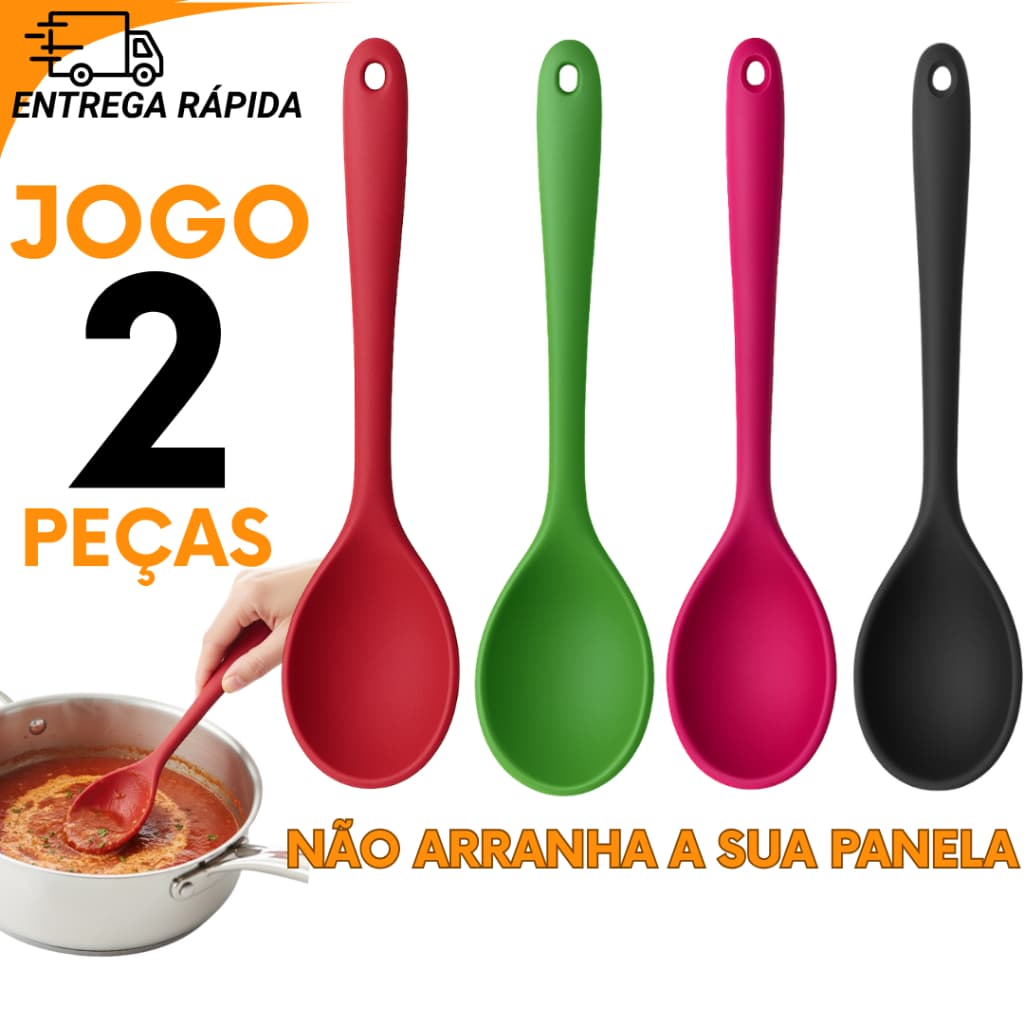 Colheres de Silicone Para Servir Mexer Com Praticidade De Uso Diário e Profissional