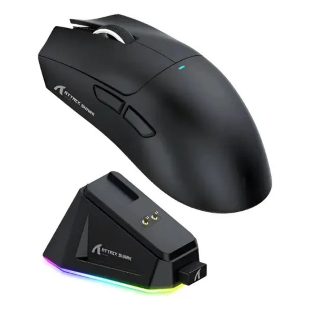 Mouse Gamer Sem Fio Attack Shark RGB Tri Mode Bluetooth 2.4G USB Recarregável para PC e Jogos
