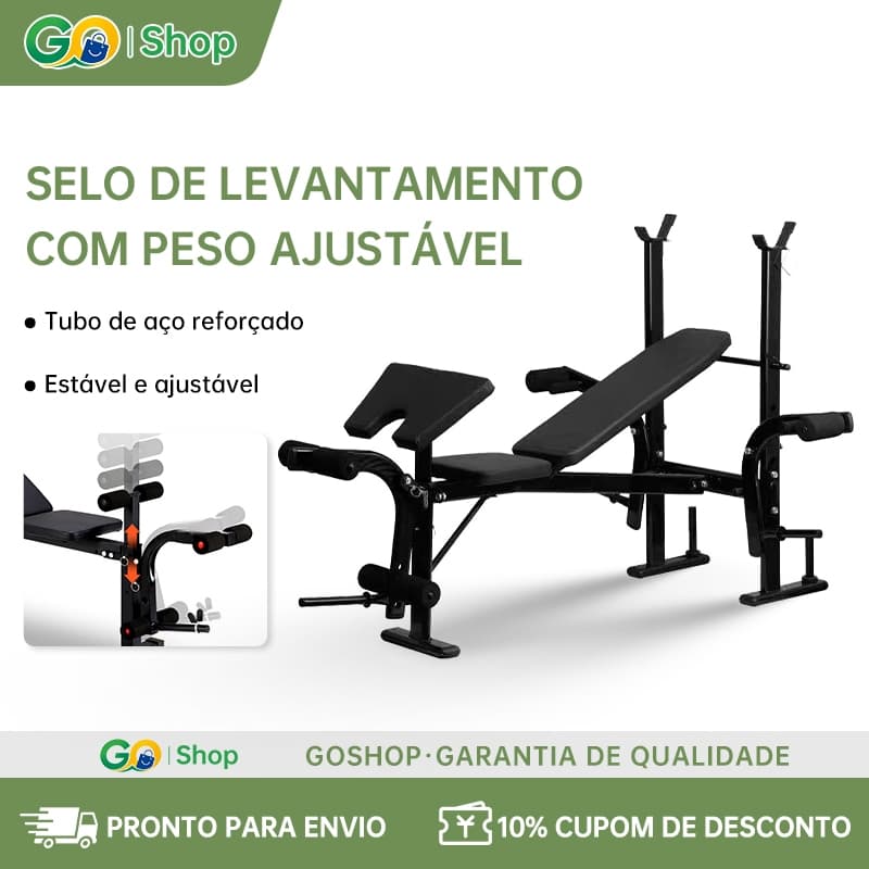 newlife Banco de Musculação Ajustável Preto Suporta 150kg Dobrável Multifuncional para Treino de Força em Casa