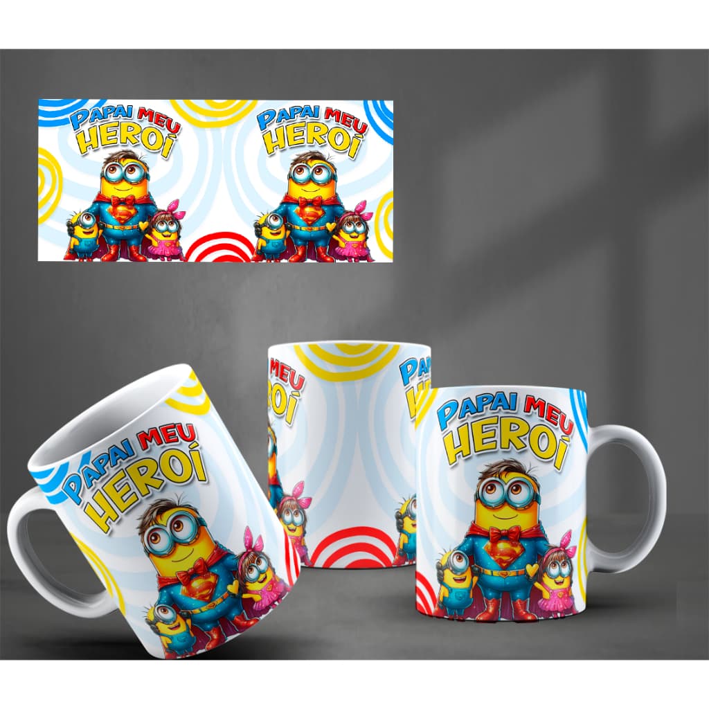 Meu Pai Herói (mod01) - Caneca Personalizada Classicas Minions