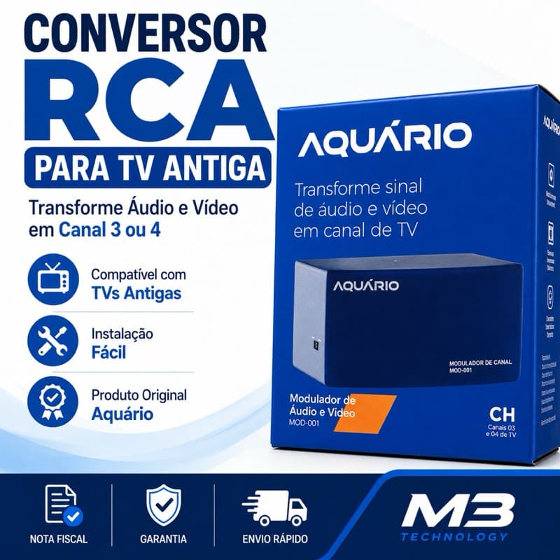 Conversor RCA Para TV Antiga Canal 3 E 4 Modulador RF Aquário MOD001
