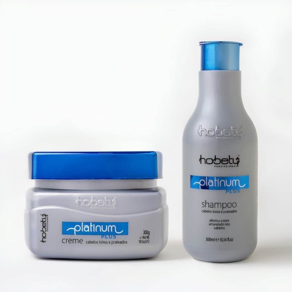 Kit Matizador Hobety Platinum Plus Shampoo 300ml + Máscara 300g Profissional