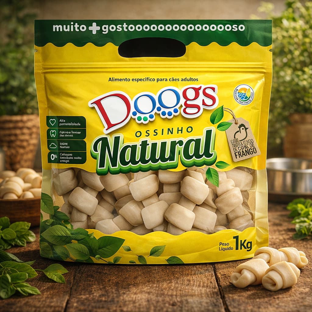Ossinho Nó Natural Petisco para Cachorro Cães Com Fécula de Mandioca Auxilia Saúde Bucal