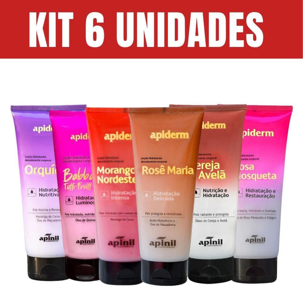 Kit 6 Loção Hidratante Corporal Apinil 200ml Sortidas Hidratação Pele Seca Atacado