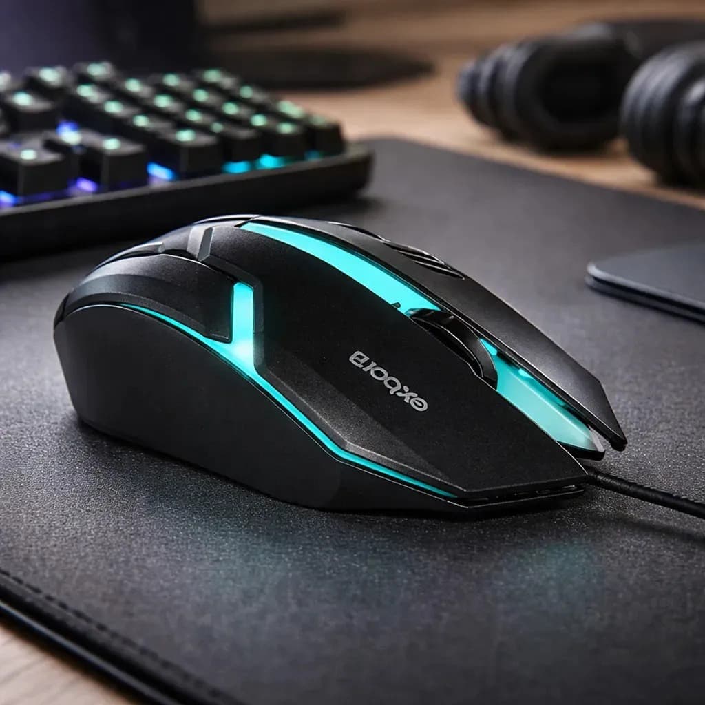 Mouse Gamer Exbom MS-62 Com Led RGB Ergonômico USB Alta Precisão