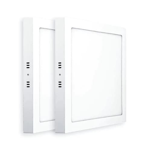 Kit 2 Luminária Painel Plafon Led 18W Sobrepor Quadrado Branco Frio 6500k