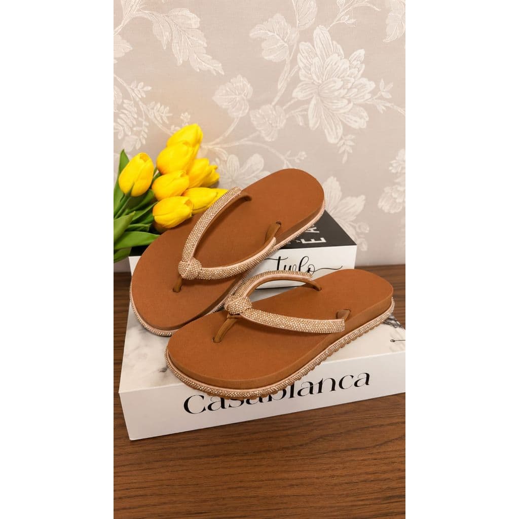 Chinelo Feminino Com Brilho Confortavel Leve Papete