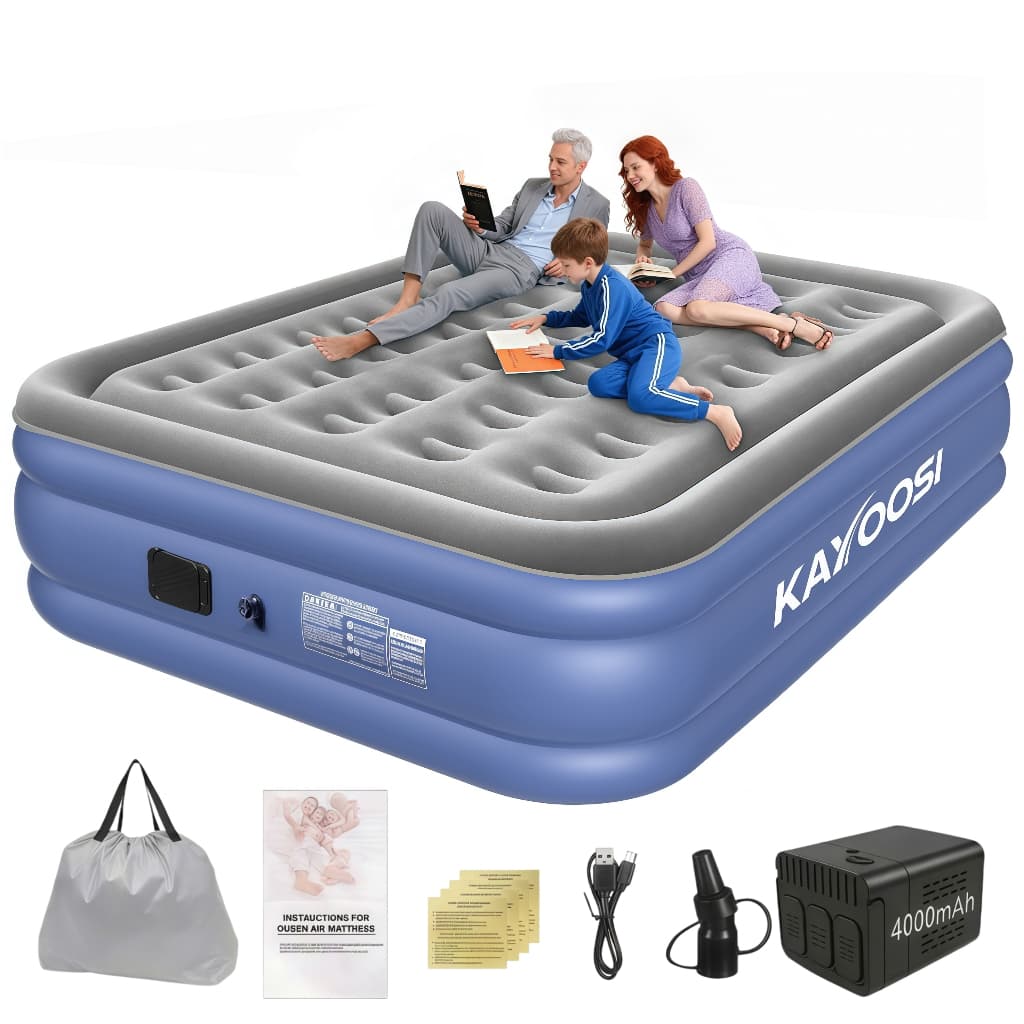 Colchão Inflável Queen Casal KAYOOSI Elétrico 203x152x40cm com Bomba Embutida  Cama De Campanha