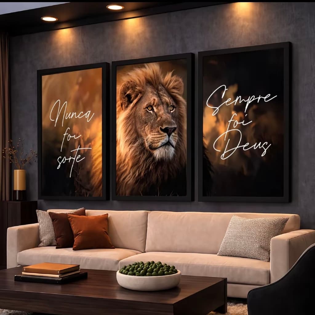 Quadros Decorativos Grande Sala Leão Nunca Foi Sorte Sala Quarto Hall HD