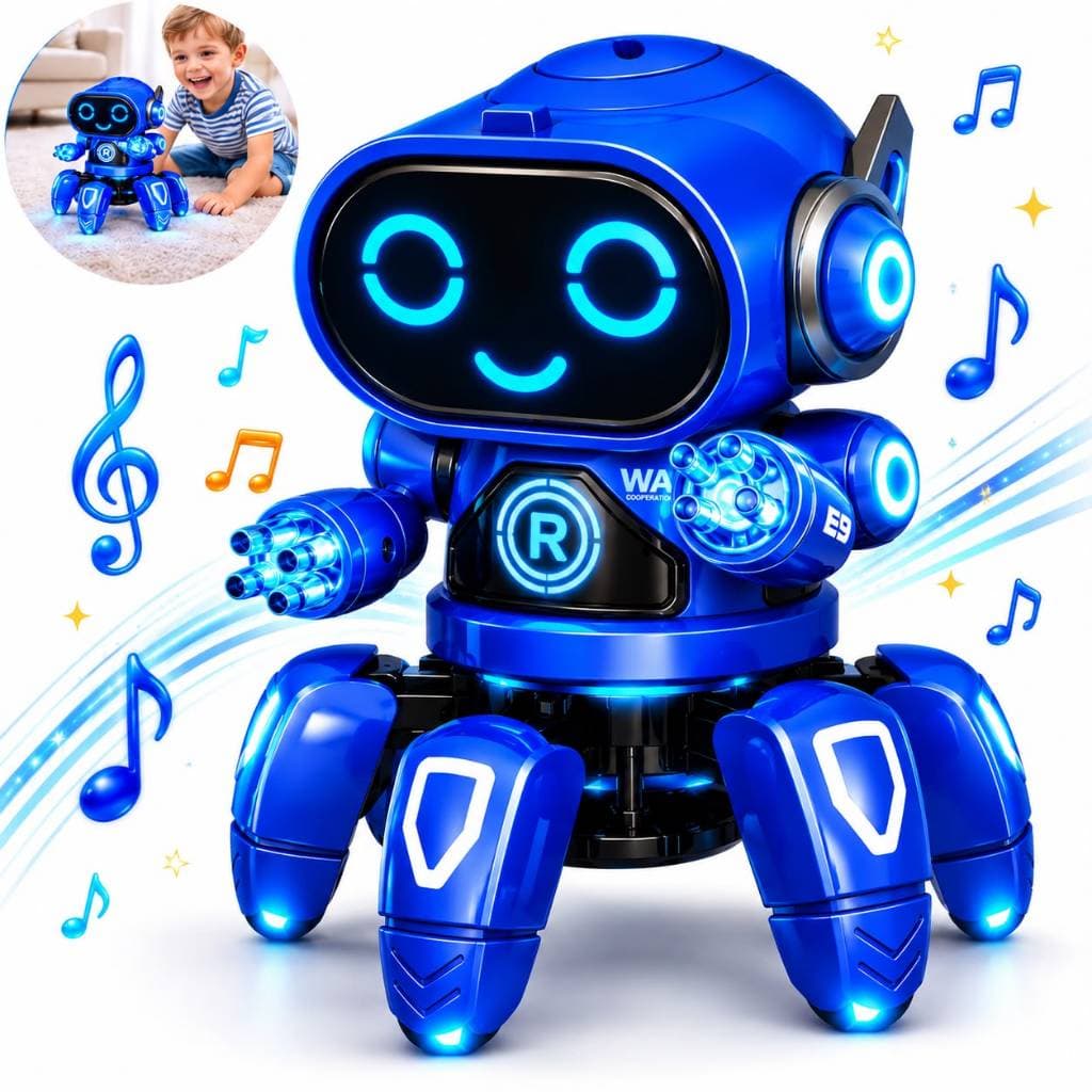 Brinquedo infantil Robô Aranha Dançarino 6 Pernas com Luz Som e Movimento