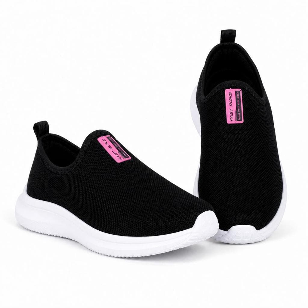 Tênis Slip On Unissex Preto Sem Cadarço Confortável Para Caminhada e Uso Diário