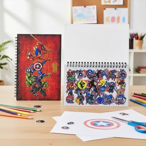 CADERNO 50 ADESIVOS HEROIS-MARVEL