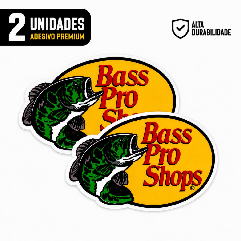 Kit 2 Adesivo Bass Pro Shops Premium Vinil Laminado Pesca Camping