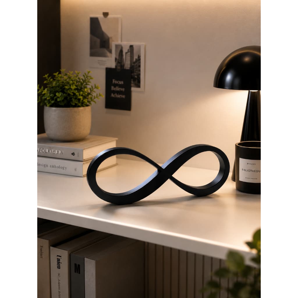 Escultura Decorativa Símbolo Infinito 3D Moderna Minimalista