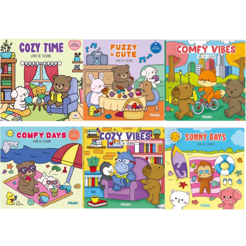 Livro de Colorir ORIGINAL Comfy Days Cozy time Cozy Vibes Sunny Days Comfy Dinossaurs Cozy Circus Comfy Vibes
