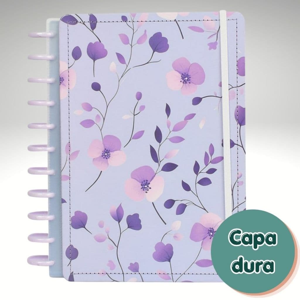 Caderno Inteligente Grande Disco Universitário Reposicionável Flores Disko Papelaria Planner Estudo📓
