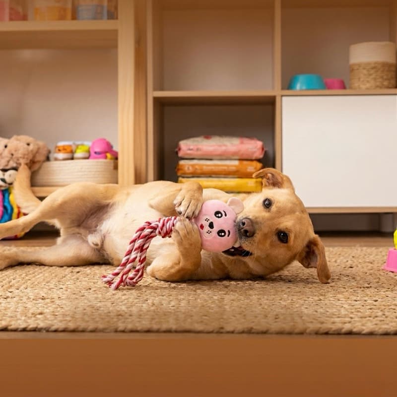 Brinquedo Pelúcia cachorro com corda para cachorro