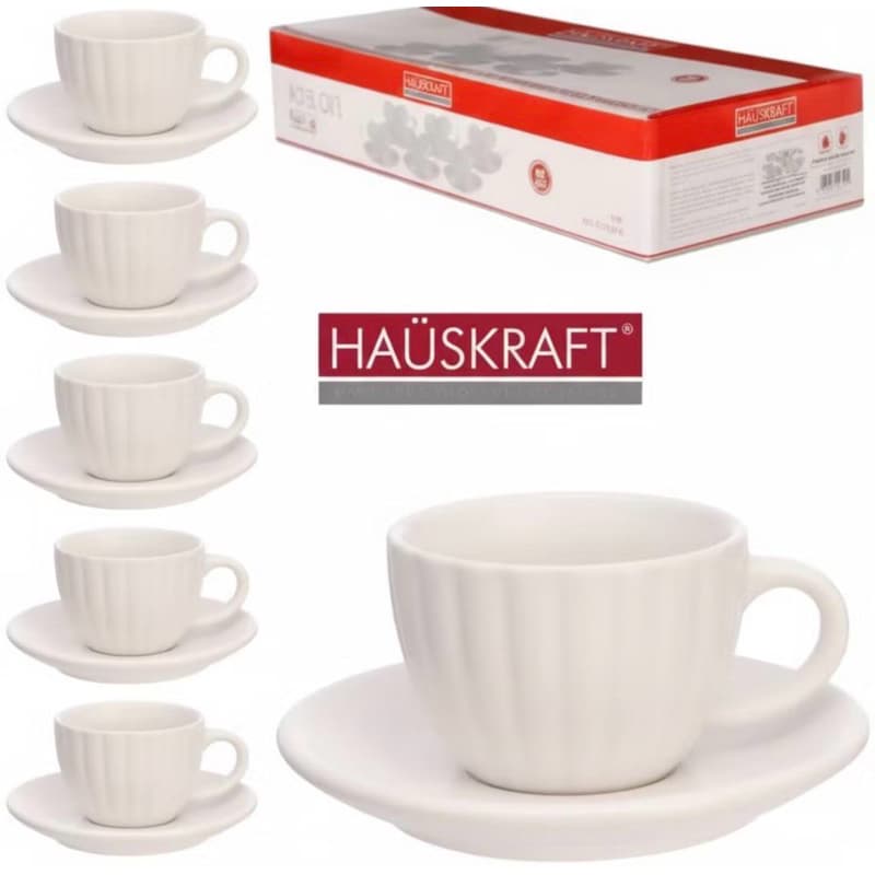 CONJUNTO DE XÍCARA DE CAFÉ 90 ML COM PIRES - 12 PEÇAS - HAUSKRAFT