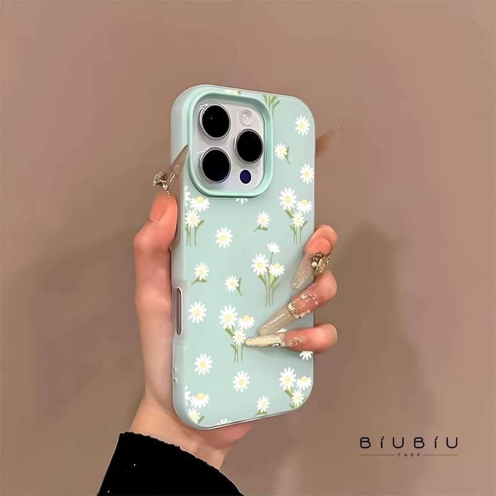 Capinha Silicone Jelly 2 Em 1 Ins Margarida Macaron Para iPhone 7 8 X XR XS Max 11 12 13 14 15 16 17 Pro Max Plus