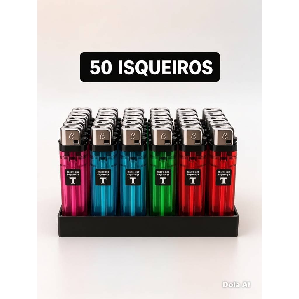 Kit o caixa de 10,20,30 e 50 Isqueiros Simples Coloridos Para Comércio,Fogäo,Churrasco, Bares e Restaurante Sem Gás