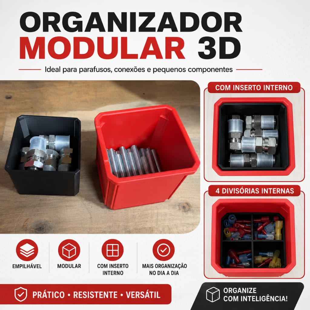 Divisória Empilhável Compatível com Caixa Milwaukee Packout Perfil Alto