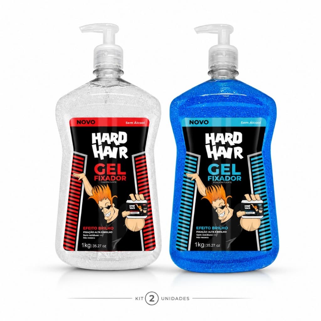 Gel Fixador Hard Hair Transparente e/ou Azul Fixação Forte e Fixação extra FORTE 1Kg