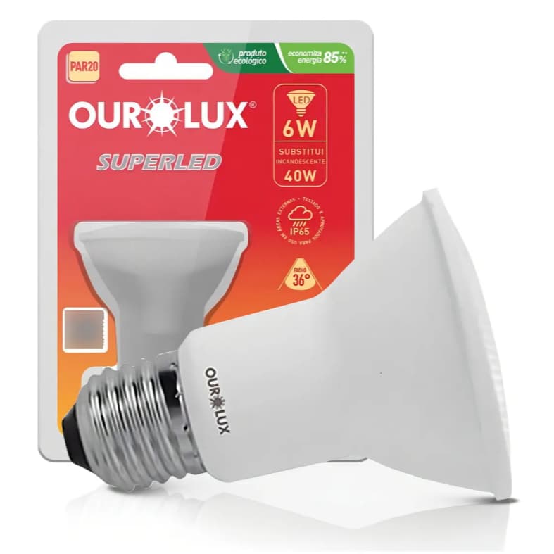 Lampada PAR 20 6w Bivolt E27 6500K Potente Luz Branca Ourolux
