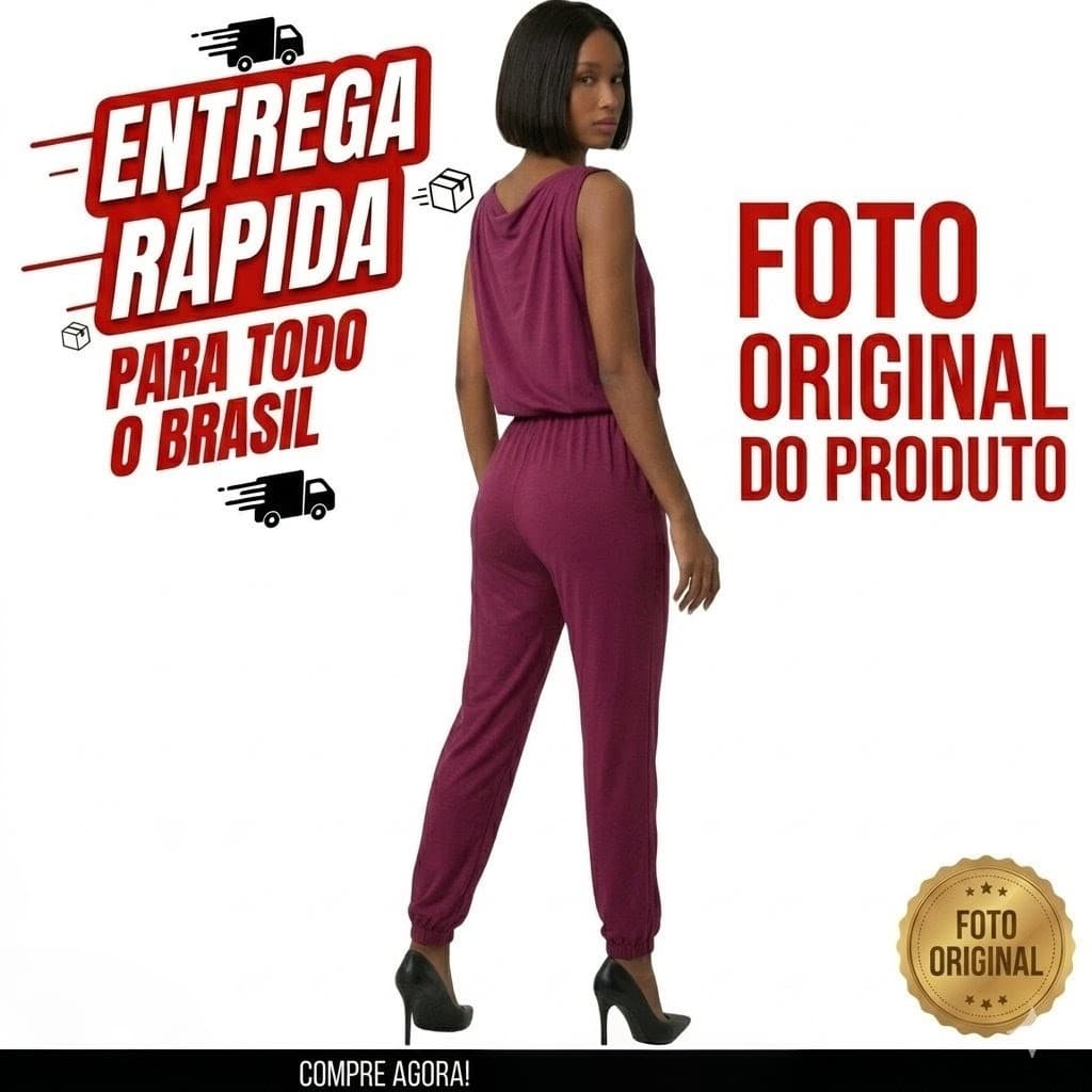 Macacão Feminino Longo, Regata alça Grossa Acinturado, Barra com Elestico nas Canelas, Não Amassa, Macaquinho Curto, sai