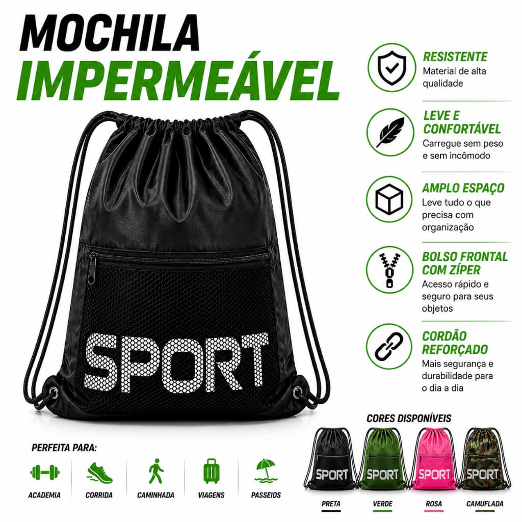 Mochila Saco Viagem Passeio Praia Impermeável 13L Unissex kit 2 ou 1 Transporte Tudo Com Conforto