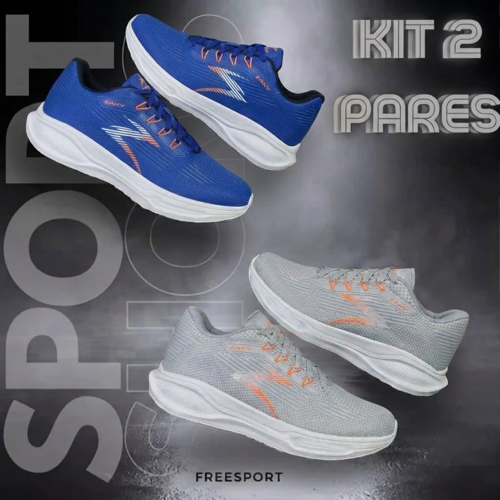 KIT 2 Pares Tênis Masculino Running Academia Leve Antiderrapante Conforto Total