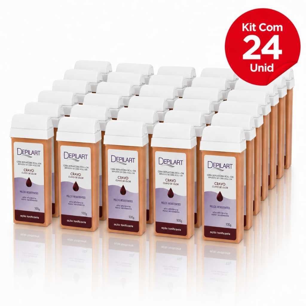 Kit 24un Cera Roll-on Depilart Cravo 100g – Depilação Fácil, Rápida e Eficiente
