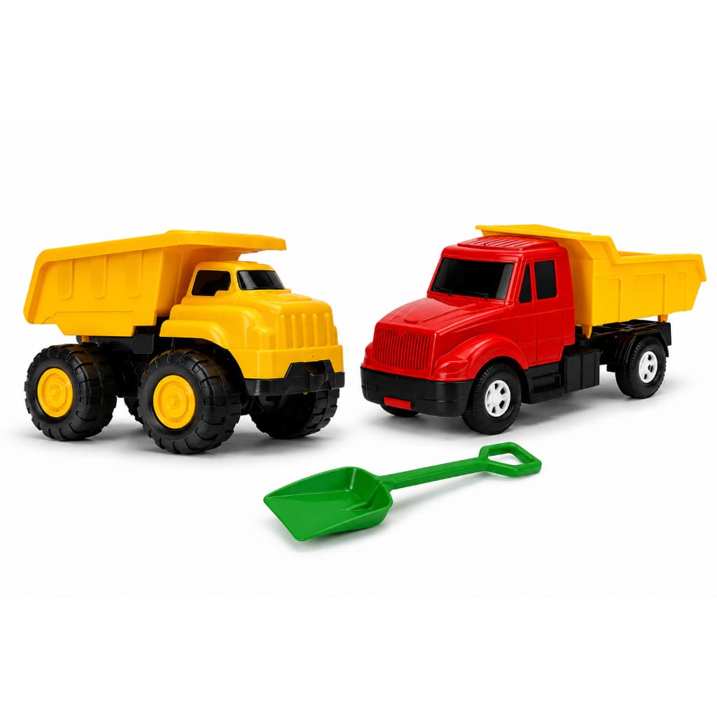🚛 KIT CAMINHÕES INFANTIL COM PÁ – 2 CAMINHÃO CAÇAMBA + PÁ 🚜 599/637