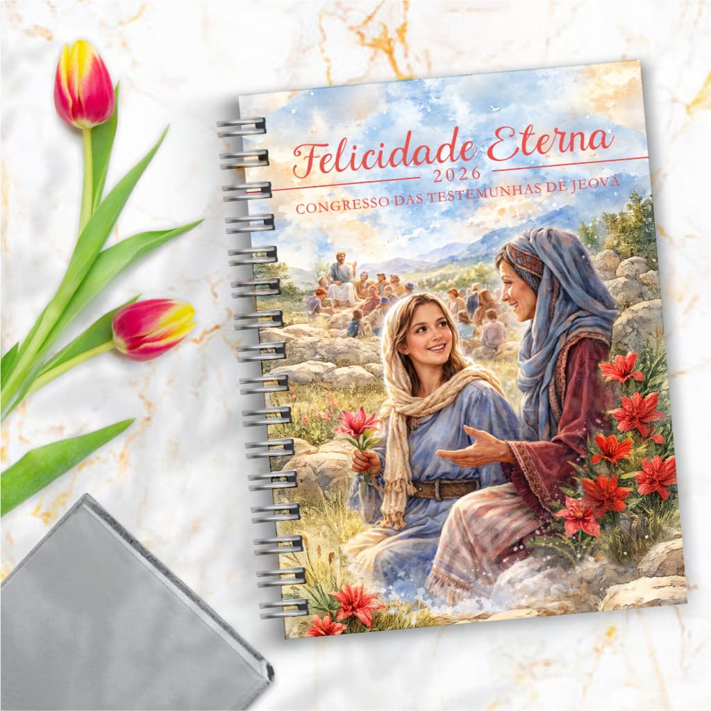 Caderno de Anotações Congresso Felicidade Eterna 2026 Sem Tema Feminino Nome na Capa