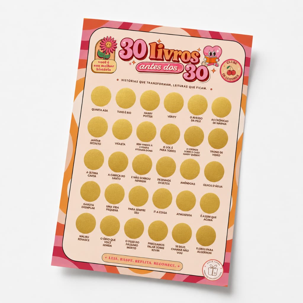 Poster Raspadinha Literária 30 Livros Antes dos 30 | Desafio de Leitura