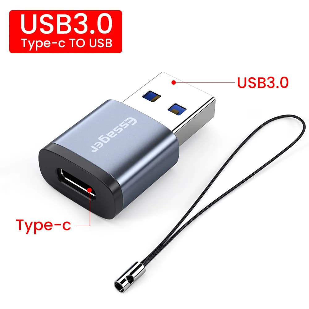 ESSAGER Adaptador OTG USB fêmea para tipo C macho - Tipo C fêmea para USB macho - Transmissão 3.0 de 5 Gbps