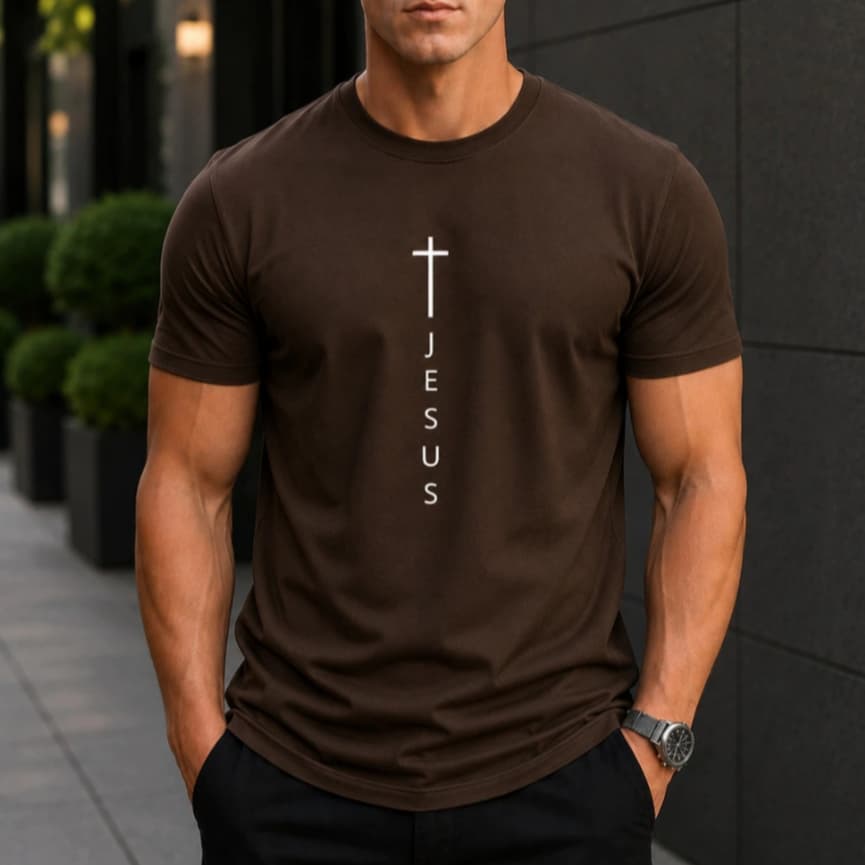Camiseta Masculina Blessed Jesus Camisa Básica Streetwear Algodão Premium