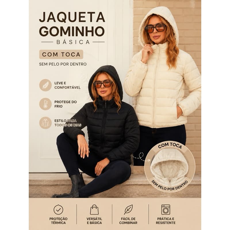 jáqueta Feminina Gominho Basica | Leve e Confortável Com Capuz