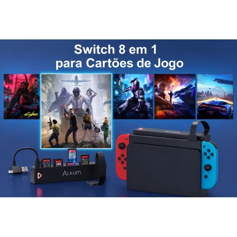 [Novidade] Leitor de Cartão de Jogos 4 em 1 para Nintendo Switch 1 e 2 - Cartão de Memória Switch - USB