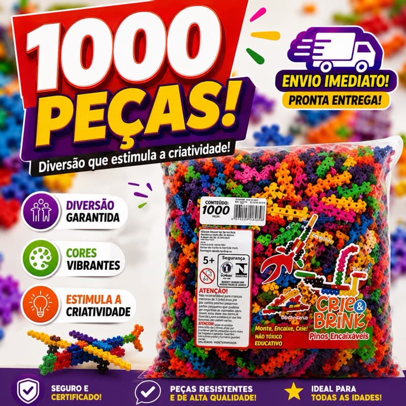 Brinquedo de Montar Pinos Encantados Coloridos Blocos de Montar 1000 peças