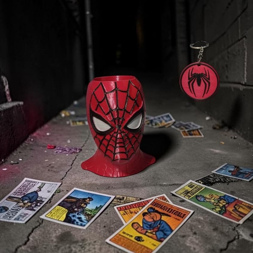 🕷️ Porta Treco Inspirado no Homem-Aranha | Organizador Multiuso Pintado à Mão | Decoração Geek