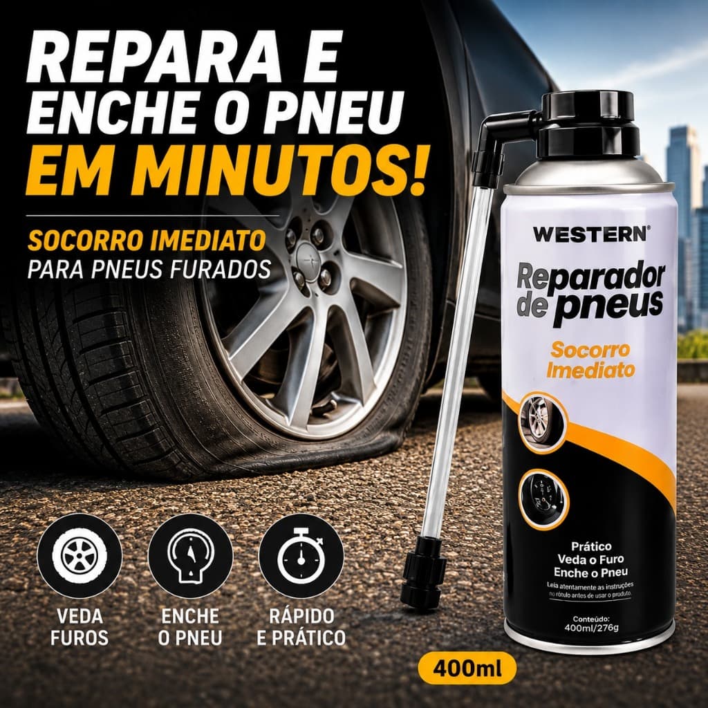 Reparador De Pneu Furado Mp10 Mundial Prime 400ml Bike Carro Moto Bicicleta Ar Reparo