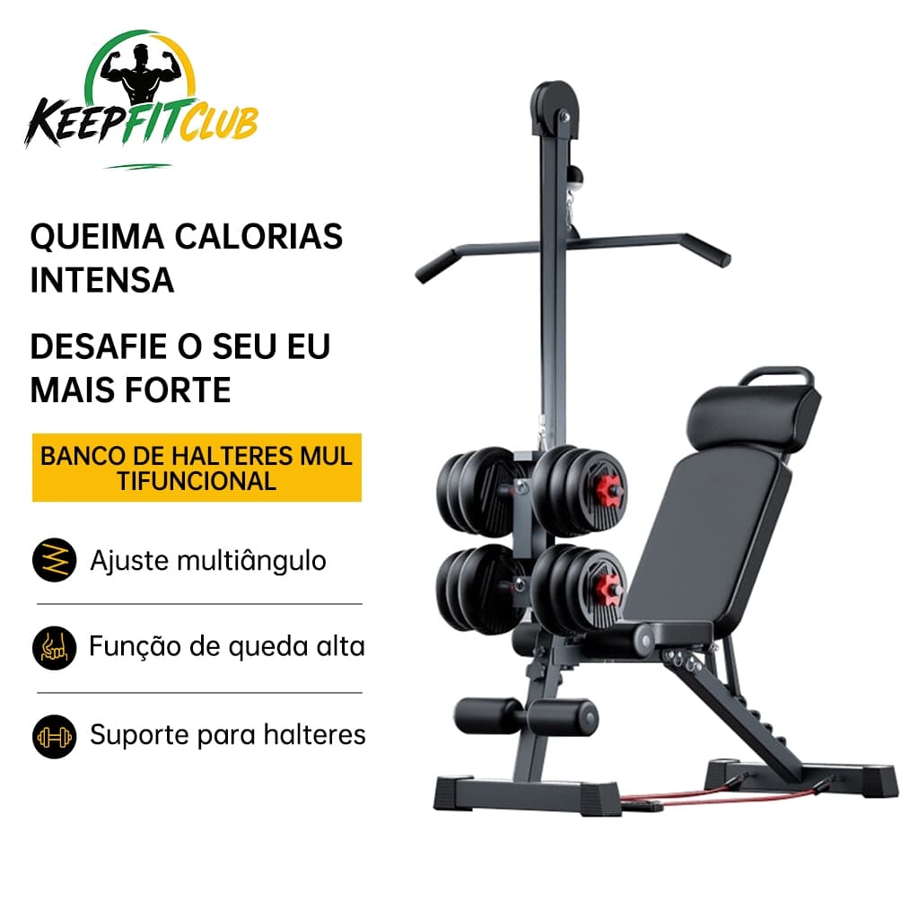 Keepfitclub Treine Tudo em Casa com Alta Tração Banco Multifuncional 12 em 1 Suporta Até 300kg
