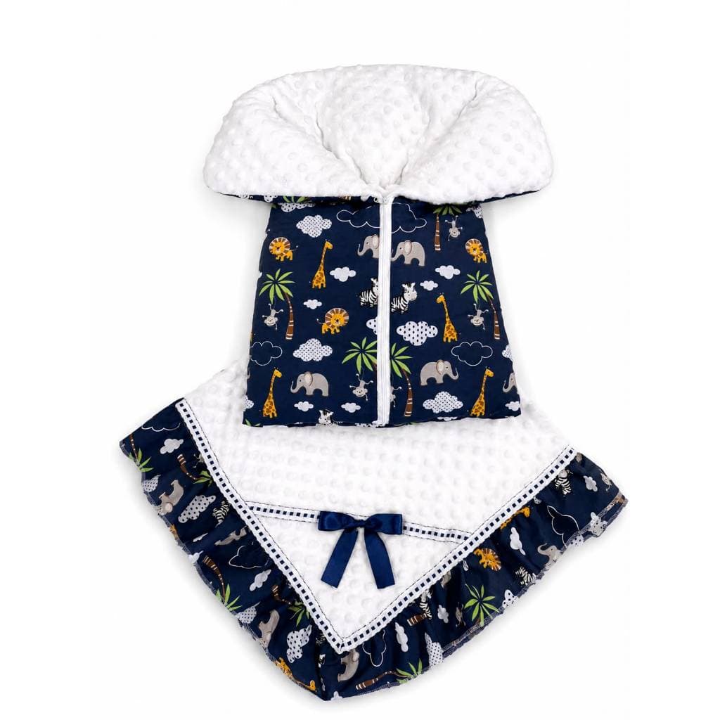 Kit saco de dormir Bebê Forrado mais  manta Bebê pipoquinha babado estampado menino,menina,maternidade,frio