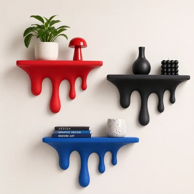 Kit 3 Nichos Prateleiras Escorrendo Decorativas Modernas Parede