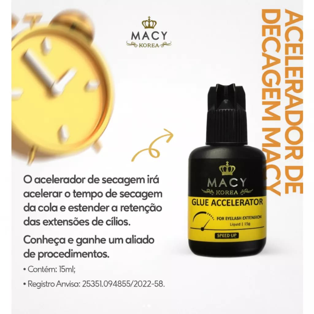 Acelerador de Secagem Para Extensão e Alongamento de Cílios Macy 15ml com anvisa